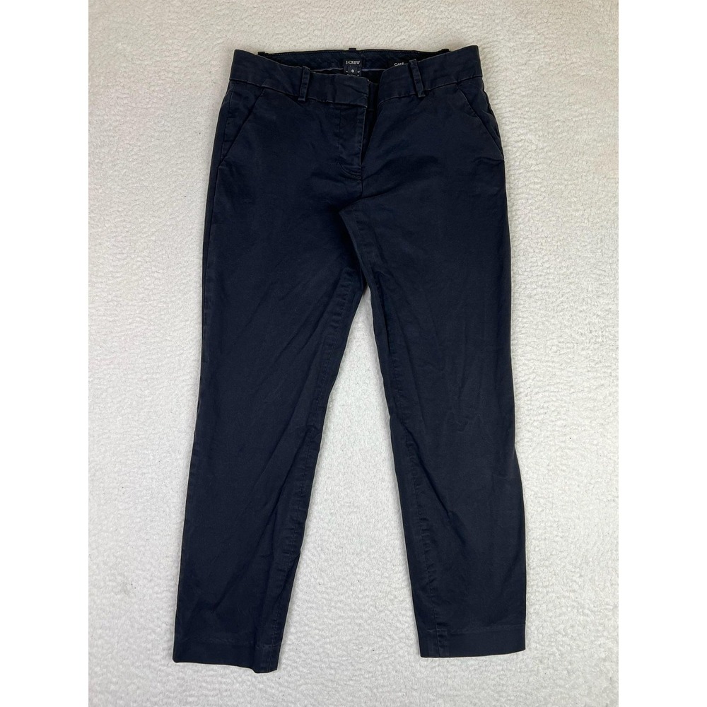 J Crew Cafe Capri Pants Womens 0 Black Slim Stretch Twill Ankle Dress Work 57064